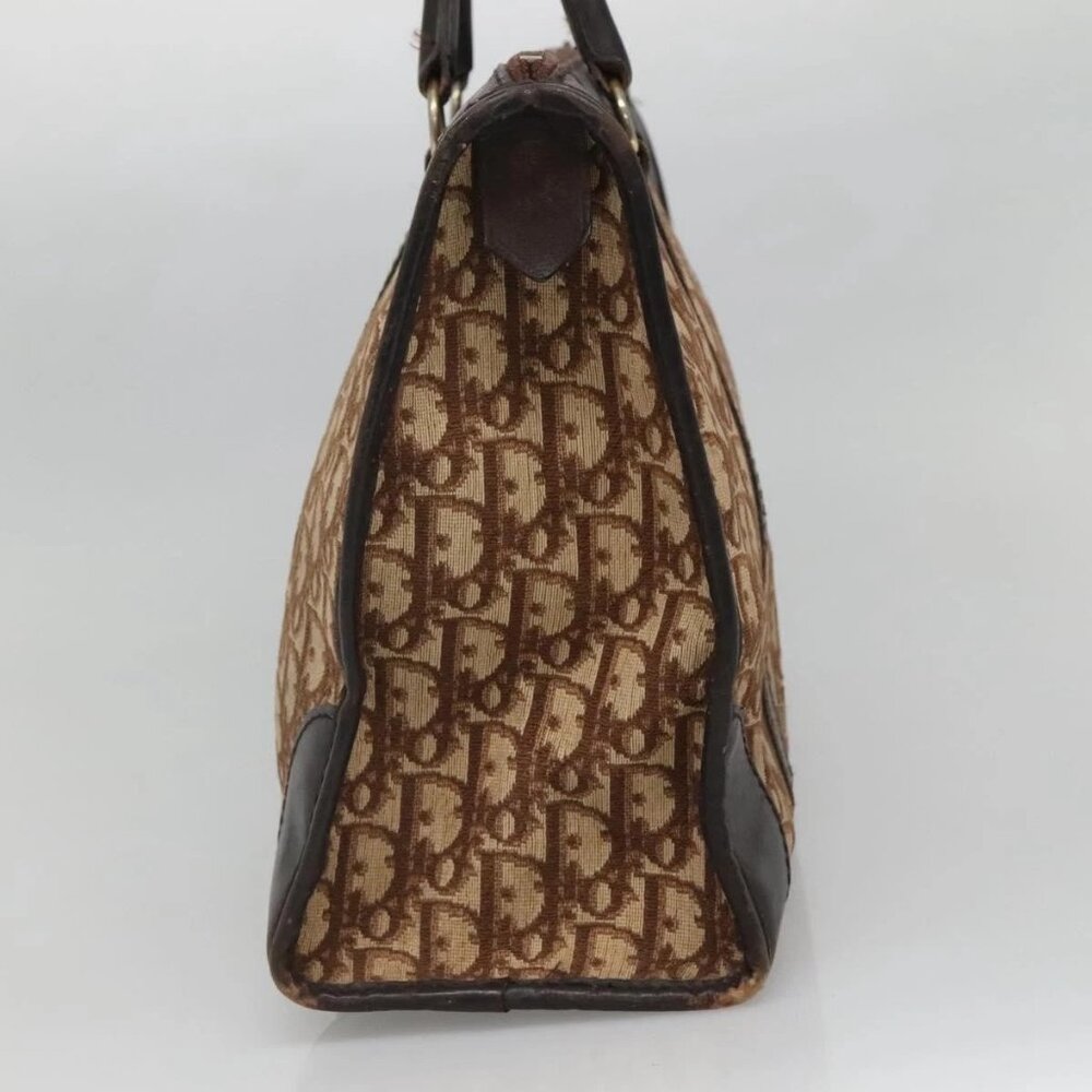 Christian Dior Trotter Canvas Hand Bag Brown Gold Auth 137848 - Picture 6 of 16